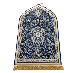 Groothandel Flanel Tapijt Moslim Opvouwbare Wasbare Bedrukte Vloer Islamitische Mat Polyester Rechthoek Aanpasbare Machine Gemaakt 110*70