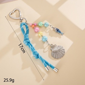 Porte-clés Coquillage de Plage d'Été, Breloque de Sac Cœur en Corde Tressée avec Perles, Pendentif Océan, Cadeau Femme, Vente en Gros - Product Image 4