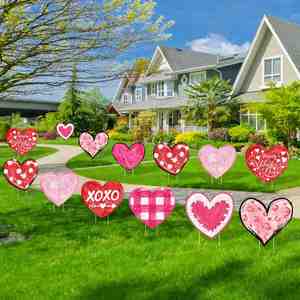 Letreros de Jardín para el Día de San Valentín, Tamaño Personalizado, Resistentes al Agua y a los Rayos UV, de Coroplast con Estacas en Forma de H, Impresos para Decoración de Jardín y Césped al Aire Libre - Product Image 1