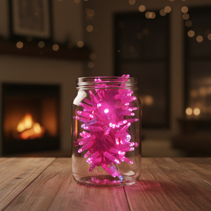 Guirnalda de Luces LED de Navidad de PVC Impermeable IP65, Color Rosa, para Exteriores, Cable Blanco, Certificación CE ROHS, 2 Años de Garantía - Product Image 1