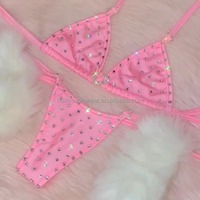 Huili Badmode Fabrikant Oem Hoge Kwaliteit Designer Luxe Micro Strandkleding Vrouwen Twee Stuks Set Custom Strass Bikini