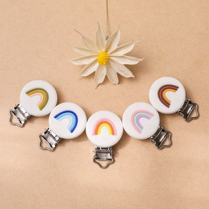 Clip per <span class=keywords><strong>Ciuccio</strong></span> in Silicone Arcobaleno con Fori, Sicura, Senza BPA, <span class=keywords><strong>Regalo</strong></span> per Neonati, Clip per Allattamento - Product Image 2