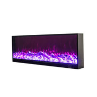 Chimenea Eléctrica Empotrada Bajo TV de 40-100 Pulgadas, Cuerpo Metálico Ultrafino, Llama LED 3D, Calentador de Bajo Consumo