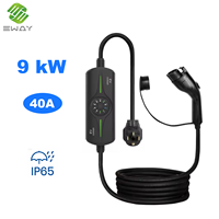 Nouvelle station de recharge portable pour véhicules électriques de niveau 2, 9 kW, 40 A, type 1, avec câble IP65 de 5 m, garantie de 2 ans