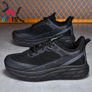 Men's Athletic <b>Heeled</b> Sports Shoes Strap Design Black Casual Training - Product Image 2