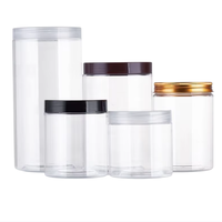 Bocaux en plastique à large ouverture de 30 à 1000 ml, de qualité alimentaire, ronds, transparents, avec couvercles, pour le miel, les biscuits, les bonbons, emballage en plastique