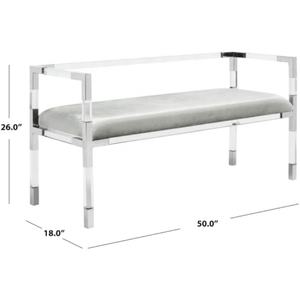 Panca in acrilico trasparente panca camera da letto Couture casa <span class=keywords><strong>Anastasia</strong></span> 47 pollici Glam griy e argento panca in acrilico - Product Image 3