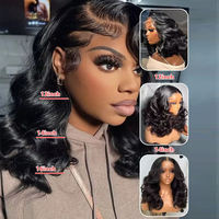 Wig Bob Pendek Body Wave Murah, Wig Rambut Asli Lace Front Transparan, Rambut Brasil Mentah, Wig Tanpa Lem Hd Lace Frontal untuk Wanita