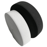 Bande élastique tricotée en polyester noir et blanc multi-largeurs, en gros, stock d'usine, pour accessoires vestimentaires