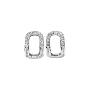 Orecchini a Perno Moie Chil in Oro Bianco con Cristalli Geometrici e Micro Inserti di Strass, Gioielli Unisex alla Moda - Product Image 1