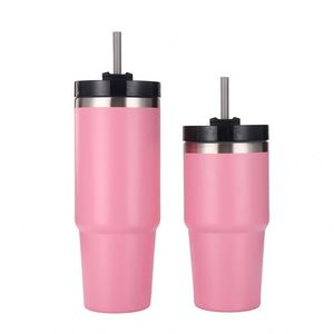 Gobelet de voyage isotherme en acier inoxydable 20oz 30oz avec couvercle, paille et base antidérapante pour boissons chaudes et froides - Product Image 4