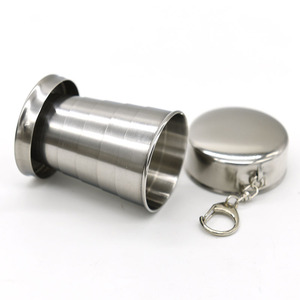 Gobelet pliable en acier inoxydable, gobelet à eau portable, gobelets télescopiques rétractables pour les voyages en plein air avec porte-clés - Product Image 3