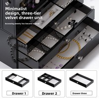 Boîte de rangement à bijoux de luxe en acrylique à trois niveaux, grande capacité, anti-oxydation, anti-ternissement, organisateur multifonctionnel