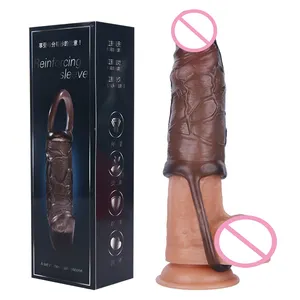 Silikon männlich Penis Extender Vibrierende Penis Ärmel Dildo Enhancer Zeit verzögerung Kondom Adult Sexspielzeug
