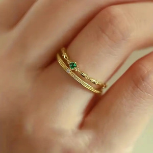 Anello a Doppio Strato con Zirconi in Stile Corte per Donne, Elegante Gioiello da Dito alla Moda - Product Image 3
