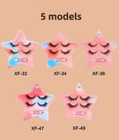 2 paires de faux cils naturels avec colle, étui en forme d'étoile, cils volumineux et doux pour le maquillage quotidien et les soirées, faciles à appliquer