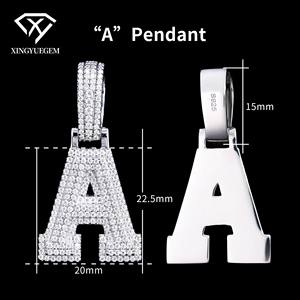 Custom Wholesale Hip Hop Fine Jewelry 925 Sterling Silver White Gold Plated GRA Certified Mossanite A-z Lead Letter <b>Pendant</b> <b>Men</b> - Product Image 2