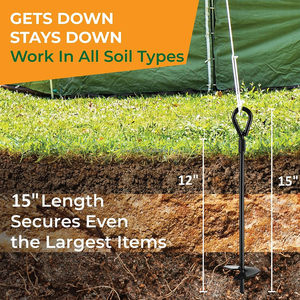 15 "dài Trái Đất mặt đất Neo Kit 3" rộng Helix Heavy Duty Neo Hook với thép rắn trục cho Swing đặt cắm trại Lều tán - Product Image 4