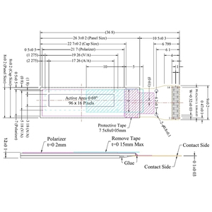 Module d'affichage <span class=keywords><strong>OLED</strong></span> monochrome de 0.69 pouces SSD1306 lecteur 14 broches 96x16 écran blanc Interface I2C Type PMOLED - Product Image 6