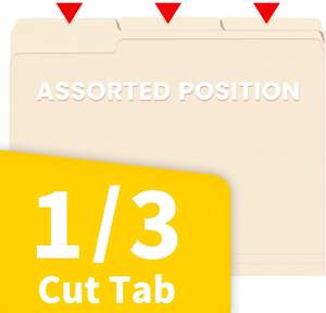 Vendita calda di base 1/3-Cut Tab assortiti cartelle di File di dimensioni lettera Manila pacchetto di 100 - Product Image 3
