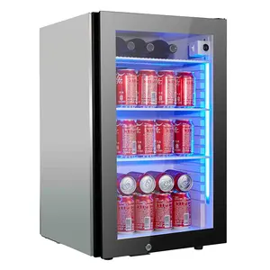 Réfrigérateur à bière en acier inoxydable, 65 canettes + 4 bouteilles, porte en verre inoxydable, réfrigérateur à boissons sous le comptoir, réfrigérateur à vin pour la maison