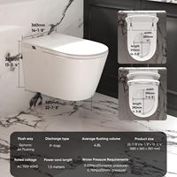 WC intelligent suspendu mural allongé avec télécommande, siège chauffant, réservoir intégré, siphon en S, réservoir dissimulé pour petits espaces