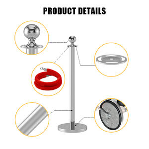 Barriera del traffico espositivo dell'<span class=keywords><strong>hotel</strong></span> palo della coda in acciaio inossidabile con Carpet rosso candelieri in argento e corde di velluto - Product Image 2