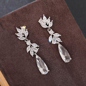 Pendientes de Cristal Pop Thru X con Forma de Flor, Corte de Pera, Engaste de Garras, Joyería de Moda Romántica para Mujer, para Bodas - Product Image 4