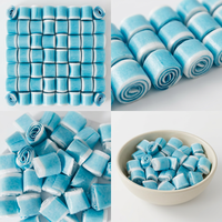 Bonbons en vrac en forme de dessin animé, saveur acidulée, rouleaux de gommes à mâcher aux framboises bleues, fabrication directe OEM/ODM
