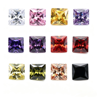 Vente en gros de pierres précieuses en zircone cubique de qualité 5A, taille princesse carrée, pierres synthétiques multicolores pour la fabrication de bijoux