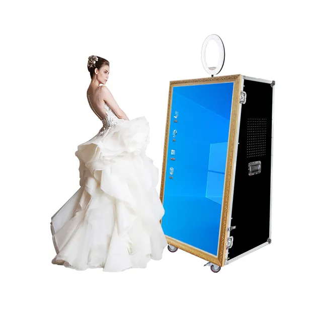 2021 heißer Verkauf 55/65 Zoll Selfie Photo Booth Magic Screen Spiegel Photo booth Hochzeit mit Kamera Drucker Software