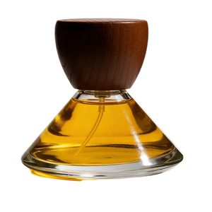 Exclusive Design Hot-sale 100ml Cone Shape Clear <b>Empty</b> Perfume <b>Bottle</b> with Wooden Cap Screen Printing Pump Sprayer/ - Product Image 1