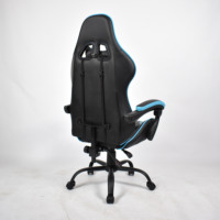 Chaise de jeu en cuir bleu avec base en métal, mousse haute densité, chaise de jeu ergonomique inclinable, haute qualité
