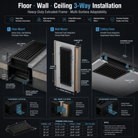 Grille linéaire moderne en aluminium noir pour la climatisation, à fentes longues, pour la rétrocave de ventilation, à économie d'énergie, pour usage hospitalier, montage au sol, mural ou au plafond