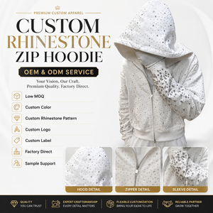 Sudadera con Capucha Premium Personalizada de Alta Gama para Hombre, Sudaderas de Algodón al por Mayor, Sudadera con Pedrería Negra de Gran Peso - Product Image 1