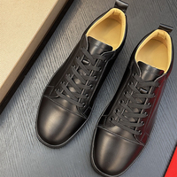 Chaussures de skate basses pour hommes en cuir véritable gris de qualité supérieure, chaussures décontractées à lacets avec bout uni de luxe