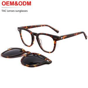 Montures optiques en acétate polarisées à clip magnétique tendance Lunettes de soleil de haute qualité avec logo personnalisé Lunettes de soleil à clip à monture magnétique - Product Image 1
