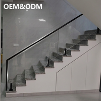 Modernes Aluminium-Glas-Balkongeländer Wasser- und Rostbeständig Bodenmontiert für Treppen, Krankenhäuser und Hotels