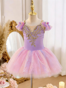 Vestido de Ballet para Niñas, Tutú con Lentejuelas Bordadas, Sin Mangas, Vestido de Danza de Tul Multicapa para Entrenamiento - Product Image 3