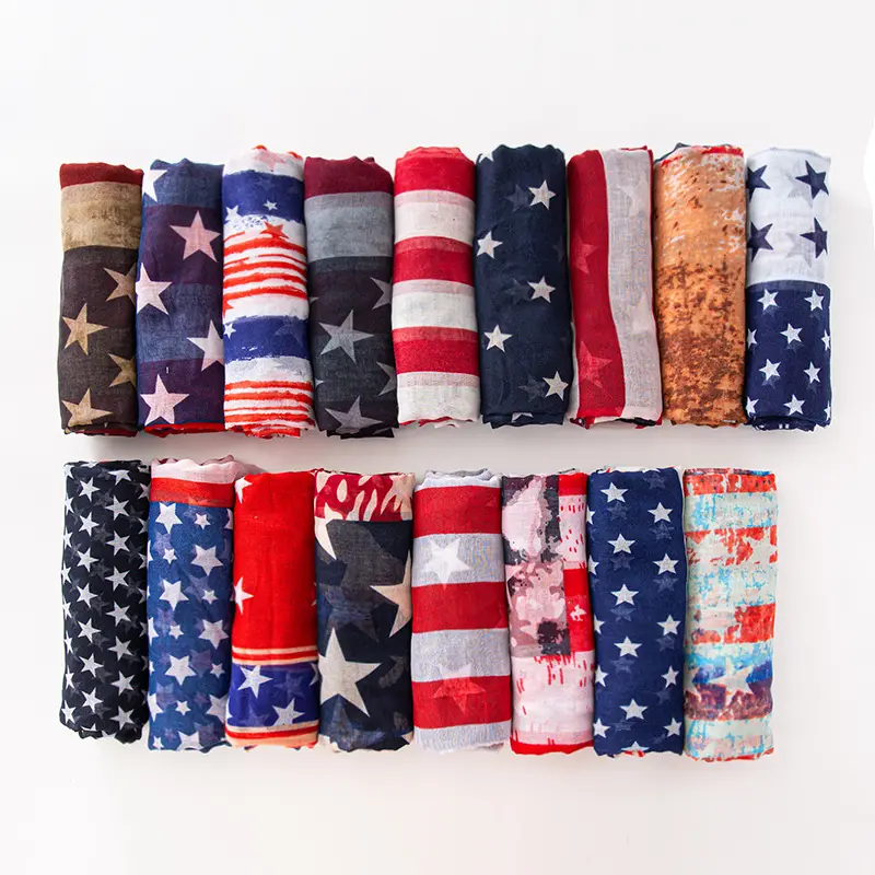 2024 новый длинный Американский винтажный шарф с американским флагом, с полосками и звездами, патриотические шарфы