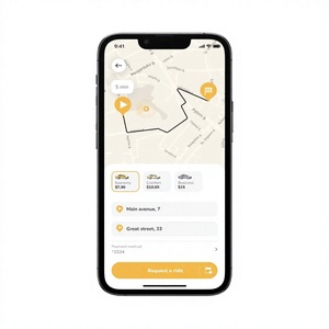 Application de réservation de taxi compatible Mac : planification des trajets, suivi GPS en temps réel, estimations des tarifs, paiements sécurisés, correspondance des conducteurs, historique des trajets, stock - Product Image 1