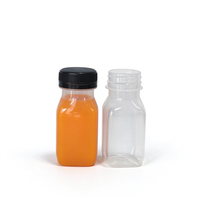 Bouteilles en plastique de 3,7 oz avec bouchons à vis pour liquides, jus, shots bien-être - Bouteilles de shots de gingembre avec couvercles noirs inviolables