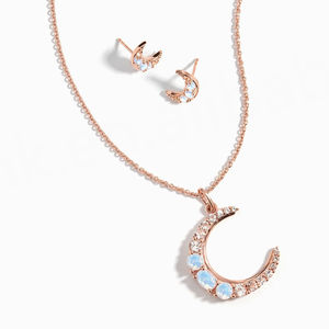 925 Sterling Silver Crescent Moon <b>Moonstone</b> Jewelry Blue <b>Moonstone</b> Crescent <b>Pendant</b> Necklace - Product Image 2