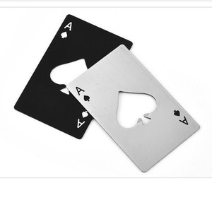 Abridor de botellas de acero inoxidable Ace Of Spades, forma de tarjeta de crédito, 2 en 1, abridor de cerveza para el hogar, opción de color negro y plateado - Product Image 2