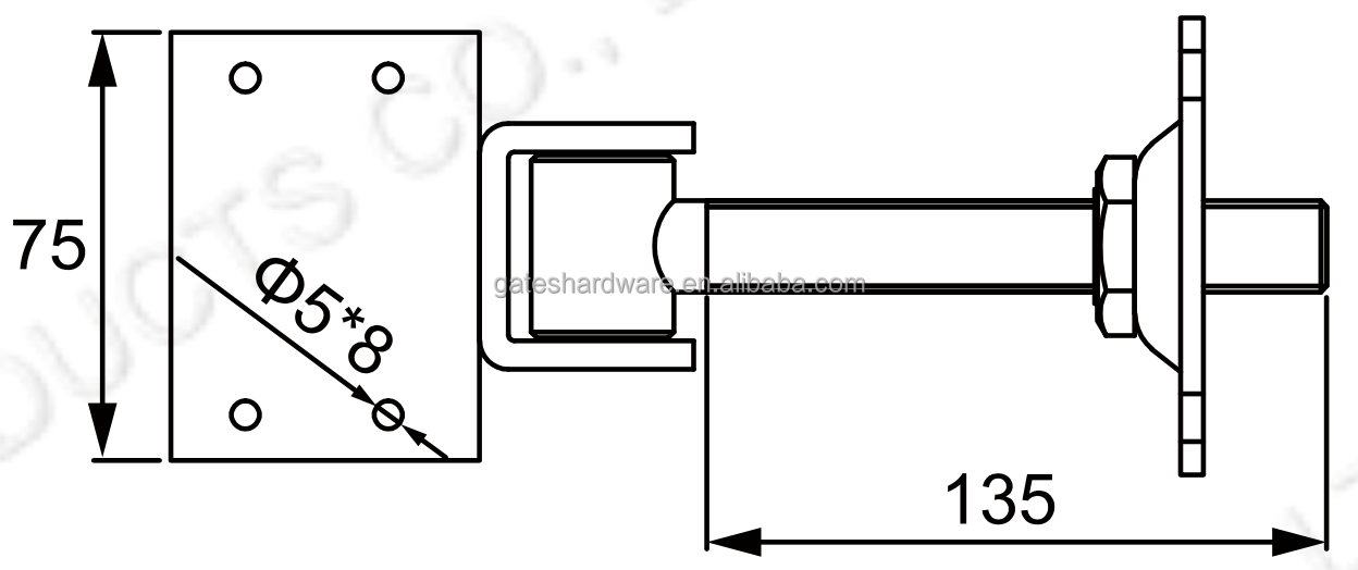 Aluminum Gate Hinge With Long Bolt And Clamp Powder Coating Finish Buy Aluminum Gate Clamp
