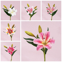 Bunga Lily Buatan Terlaris, Bunga Simulasi Fashion, Tanaman Pot Buatan PU, Bunga Grosir, Ornamen Taman Buatan