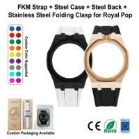 Gros Bracelet FKM premium avec boîtier bumper acier inox pour Swatch x AP Royal Pop Mod Kit sport luxe robuste