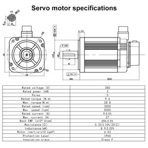 Kit de Motor Servo Trifásico EtherCAT de 3KW 380VAC 3000RPM, Motor Servo AC de 17 bits y Servoaccionamiento con Característica Impermeable - Product Image 2