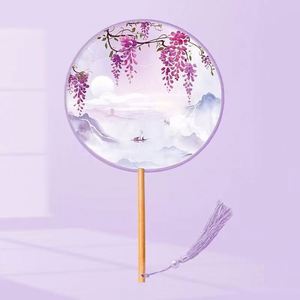 Éventail pliant de style chinois ancien, peint à la main en bambou, avec motifs de fées musicales et d'amour, pour souvenirs du Nouvel An et cadeaux d'affaires - Product Image 5