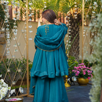 Châle en soie unie turquoise brodé avec des motifs miroir, vêtement traditionnel indien et pakistanais pour femmes, doux pour la peau et respirant